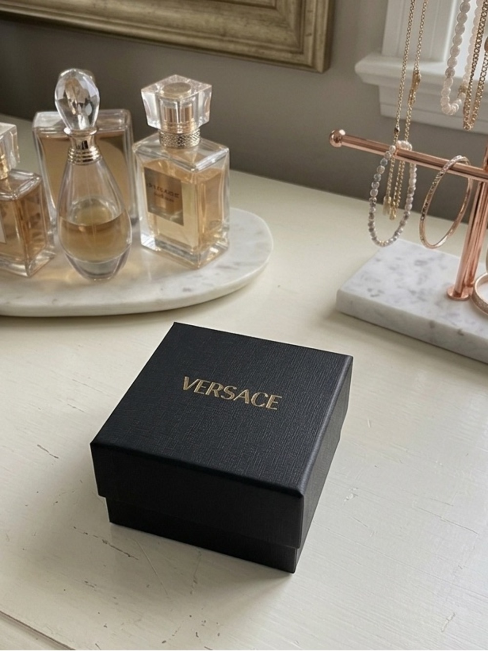 Versace Black Box with Gold Logo Accent
